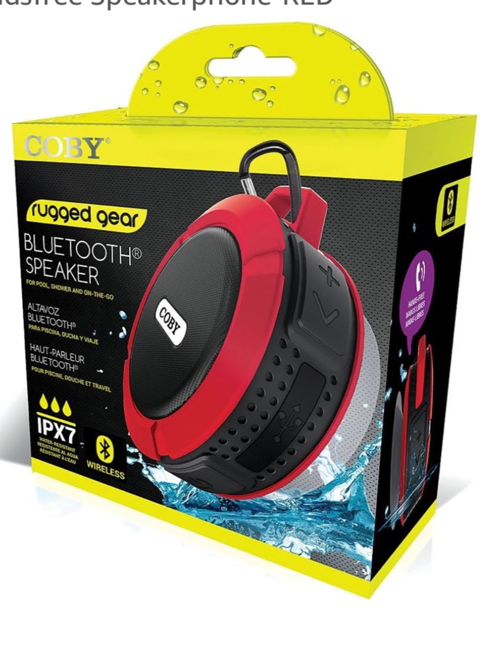 COBY Rugged Gear Waterproof Bluetooth Speaker — Red